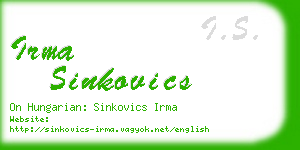 irma sinkovics business card